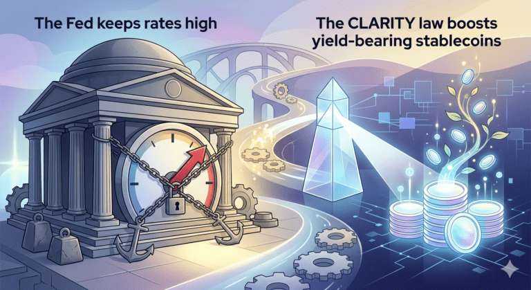 La Fed mantiene los tipos altos mientras la ley CLARITY impulsa las stablecoins con rendimiento