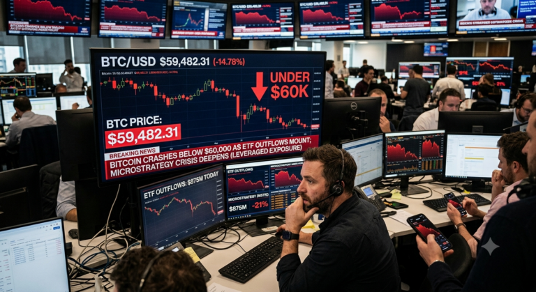 Bitcoin bajo presión: la crisis de MicroStrategy y las salidas de ETF hunden el precio por debajo de los 60.000$